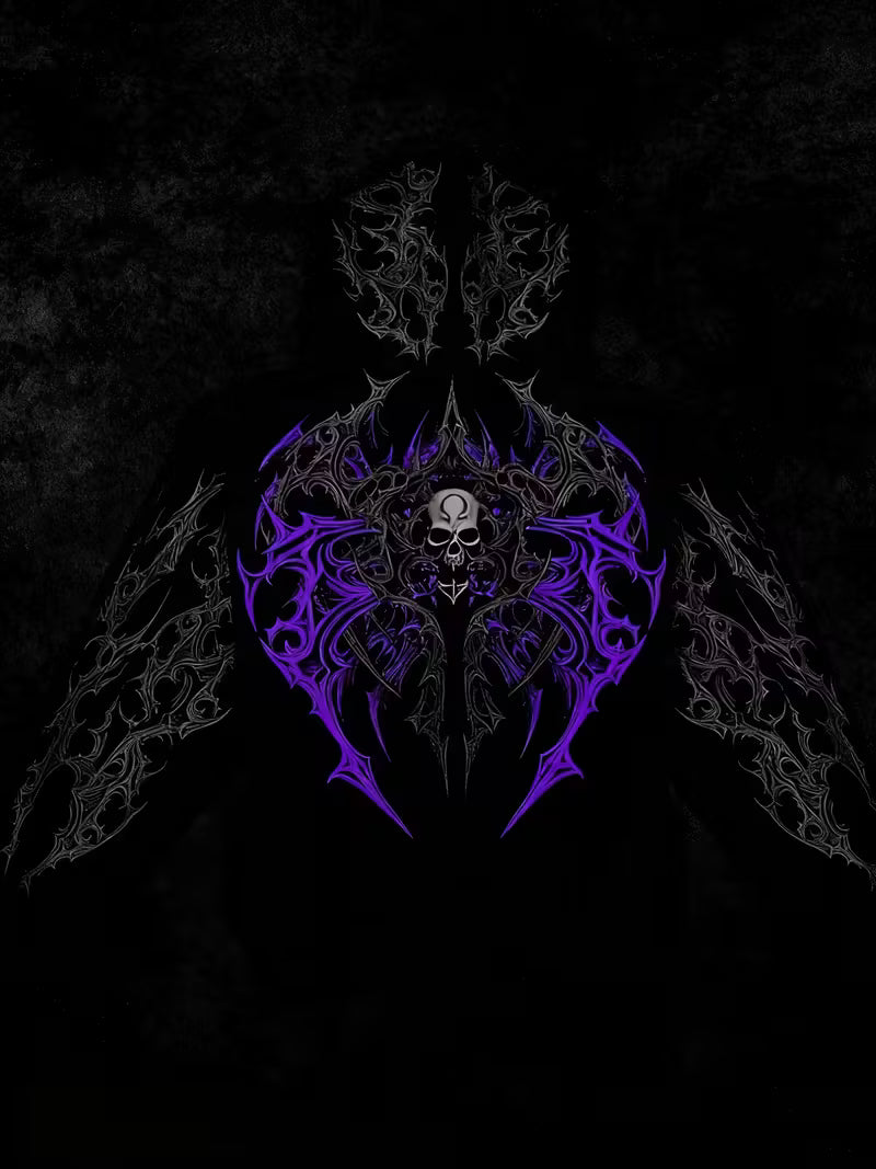 Purple Breathedivinity Men'S Gothic Print Hooded