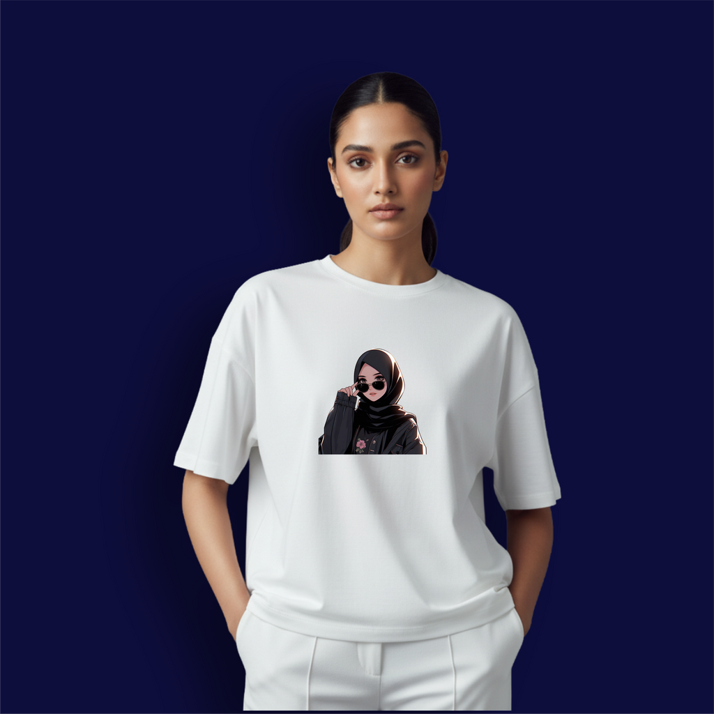 Hijabi Sunglasses Girl Dropshoulder T-shirts