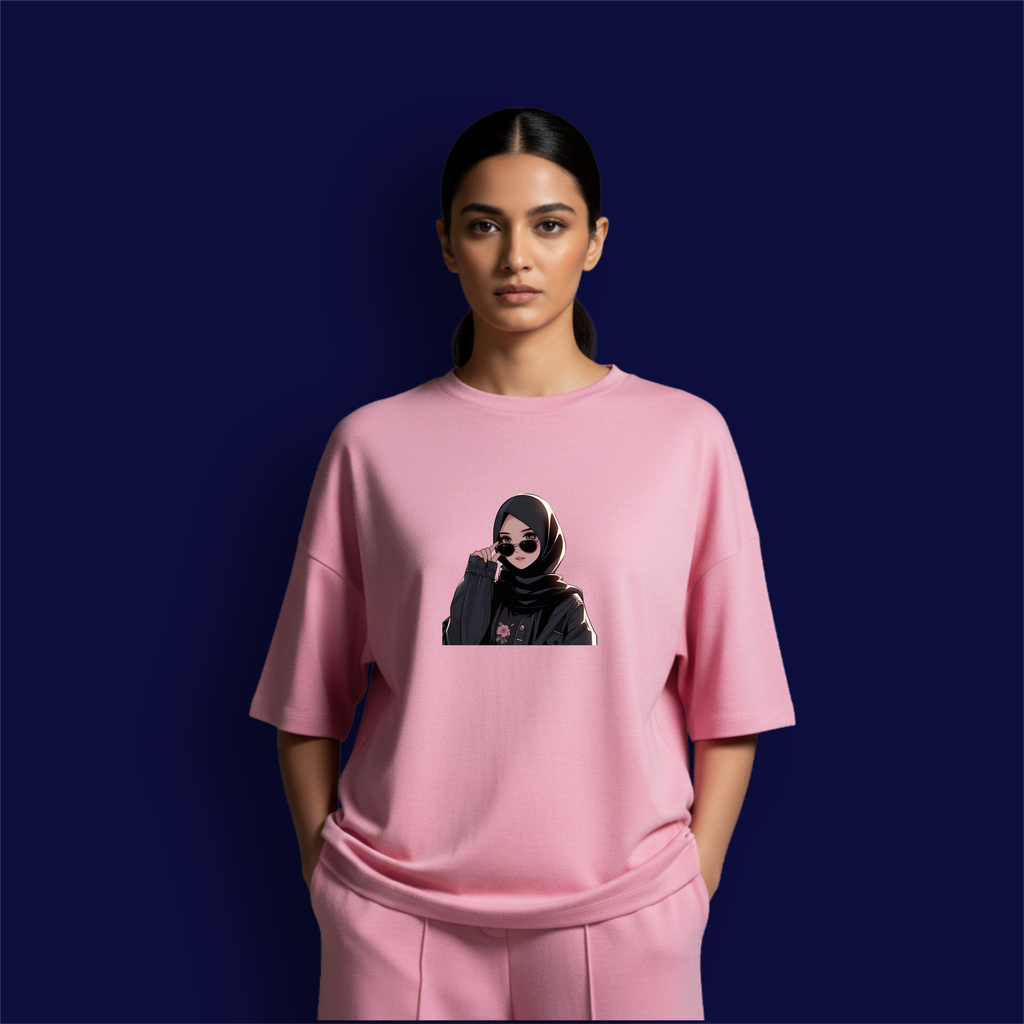 Hijabi Sunglasses Girl Dropshoulder T-shirts