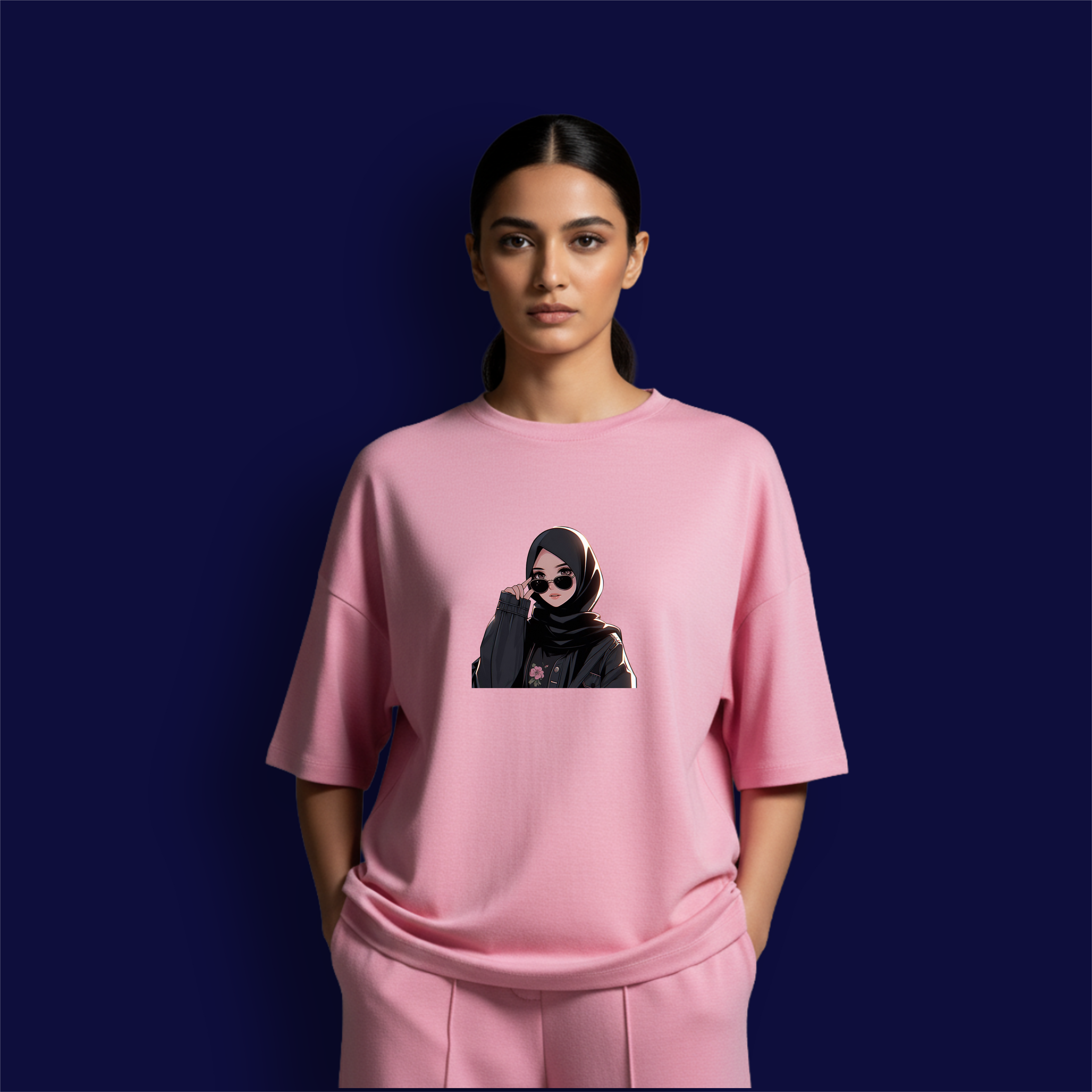 Hijabi Sunglasses Girl Dropshoulder T-shirts