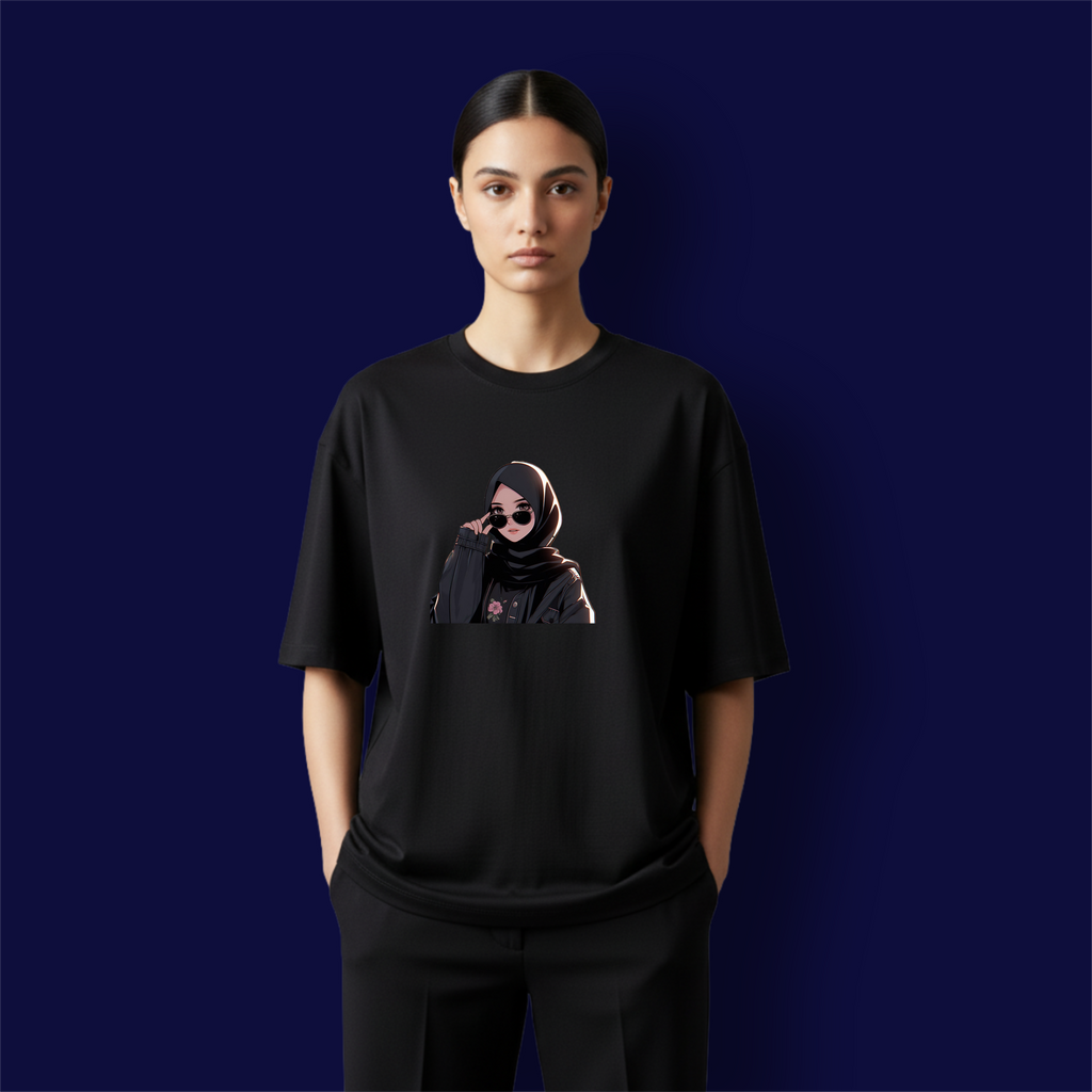 Hijabi Sunglasses Girl Dropshoulder T-shirts