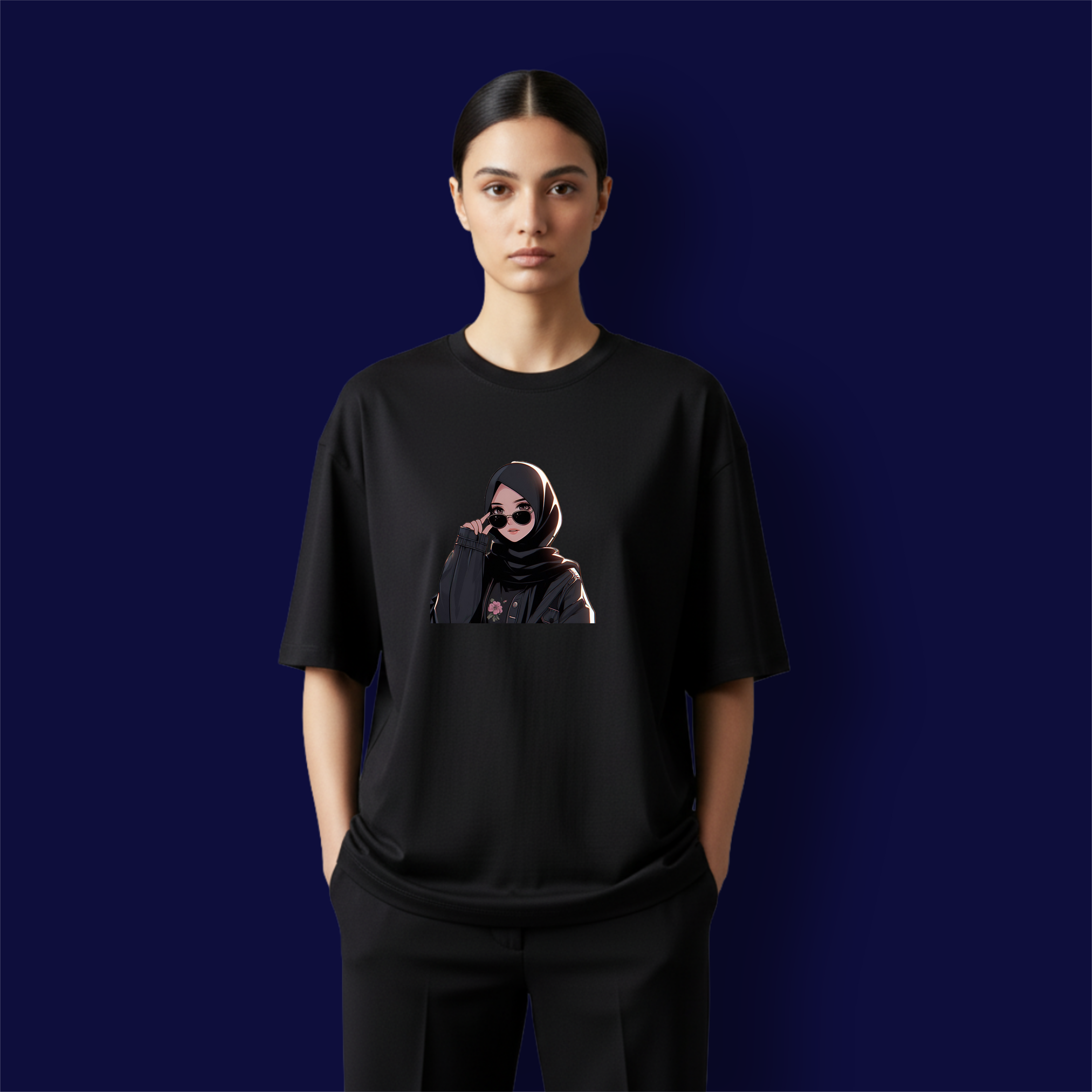 Hijabi Sunglasses Girl Dropshoulder T-shirts