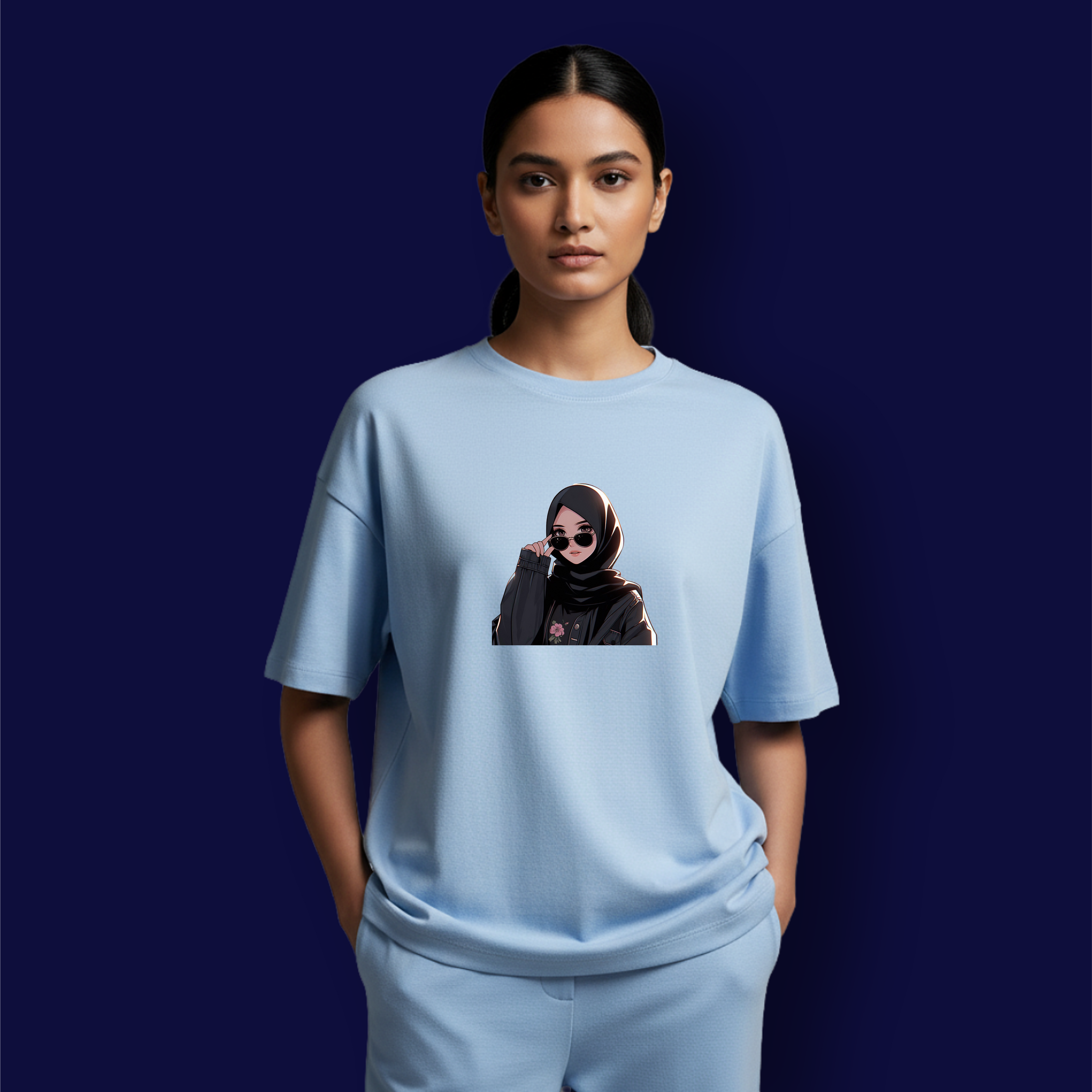 Hijabi Sunglasses Girl Dropshoulder T-shirts