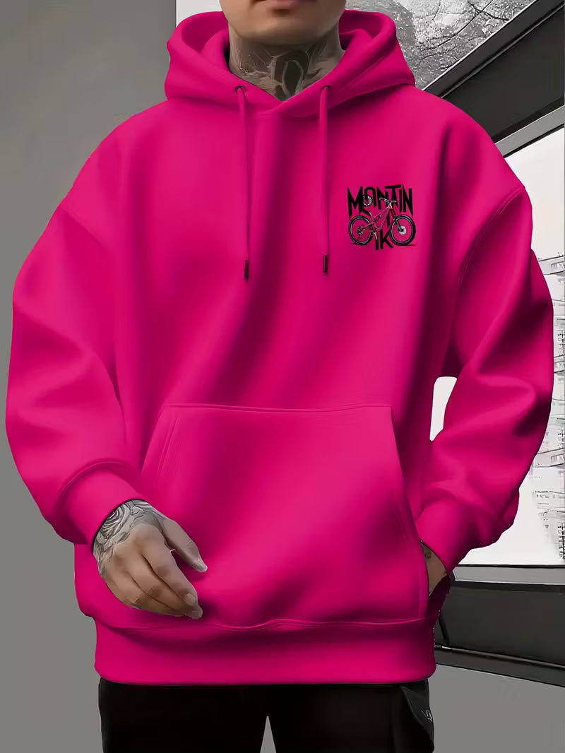 Men Casual Hoodie with Mountain Bike