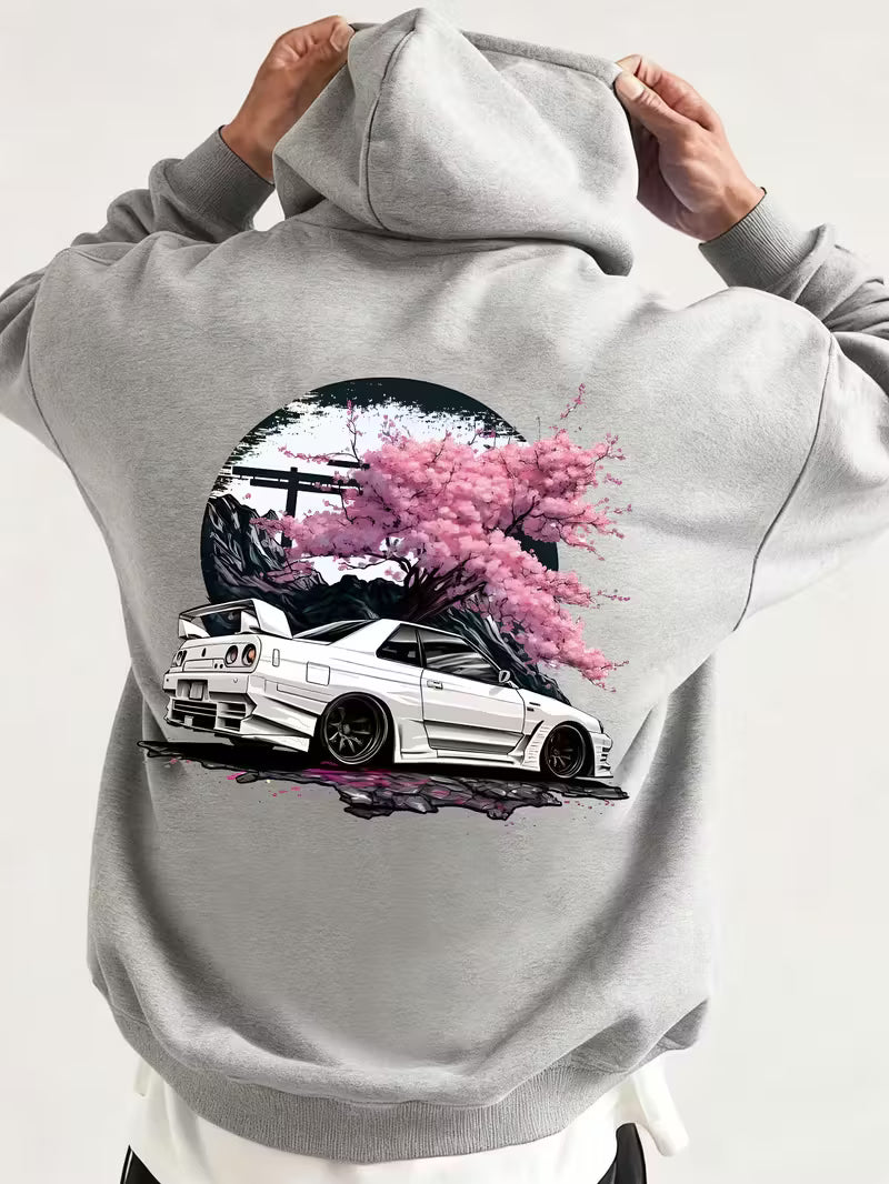 Sports Car Print Hooded