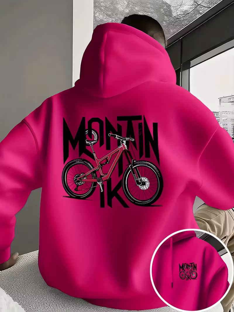 Men Casual Hoodie with Mountain Bike