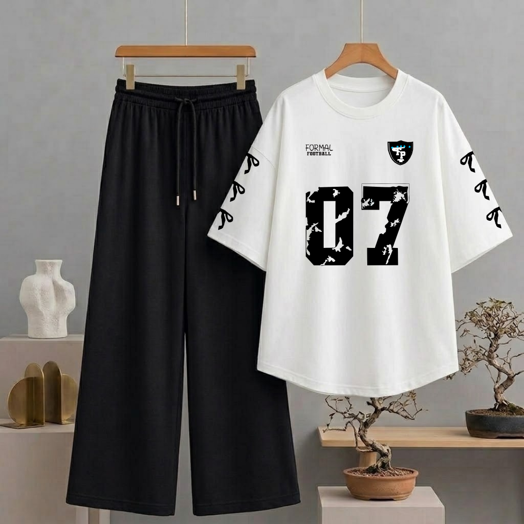 07 Bow Co-ord Set White | Black