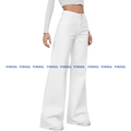White Denim Wide Leg Jeans For Woman