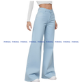 Sky Blue Denim Wide Leg Jeans For Woman
