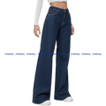 Blue Denim Wide Leg Jeans For Woman