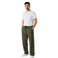 Olive Plain Stripe Line Loose Bottom Trouser