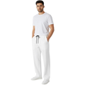 White Plain Stripe Line Loose Bottom Trouser
