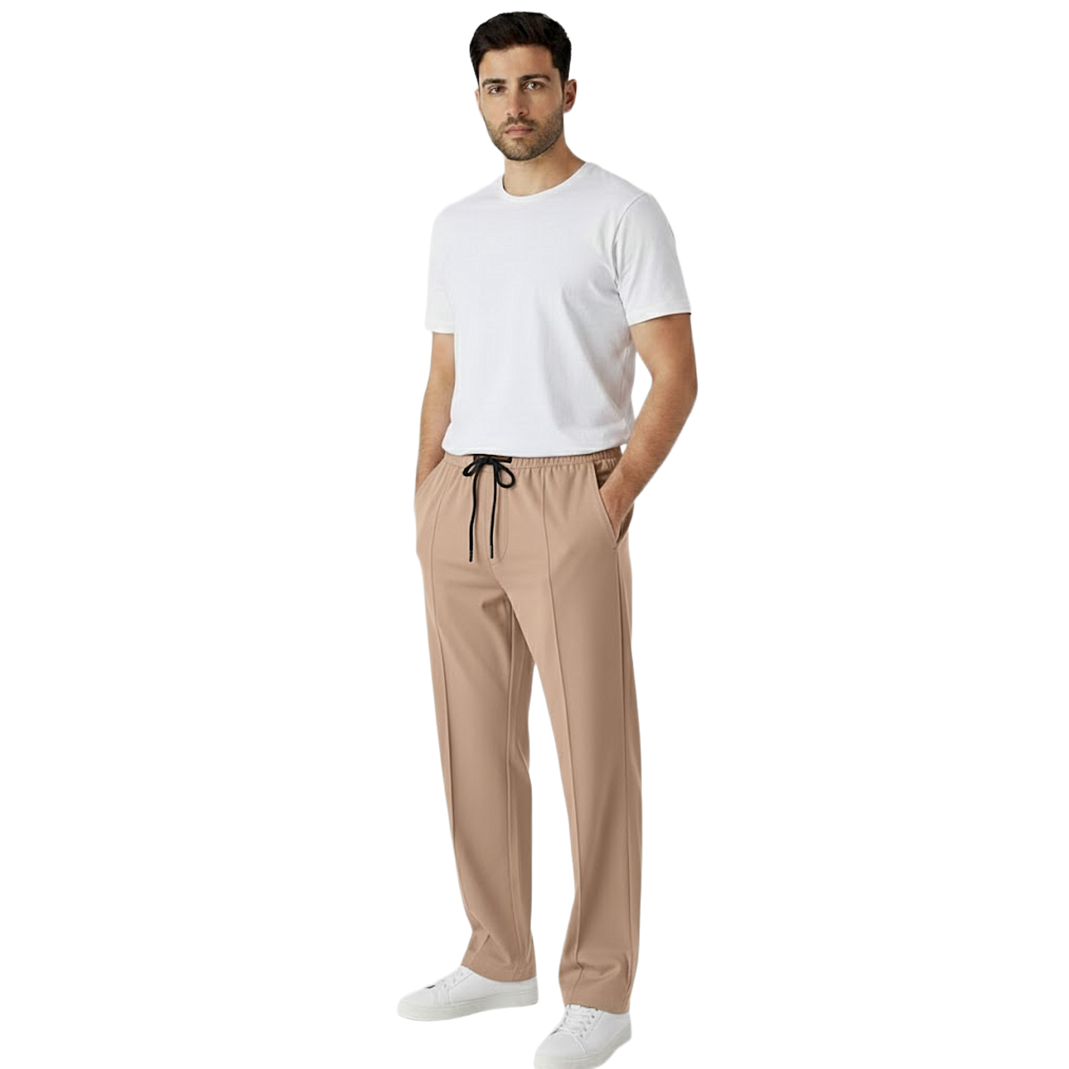 Skin Plain Stripe Line Loose Bottom Trouser