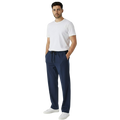 Blue Plain Stripe Line Loose Bottom Trouser
