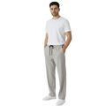 Grey Plain Stripe Line Loose Bottom Trouser